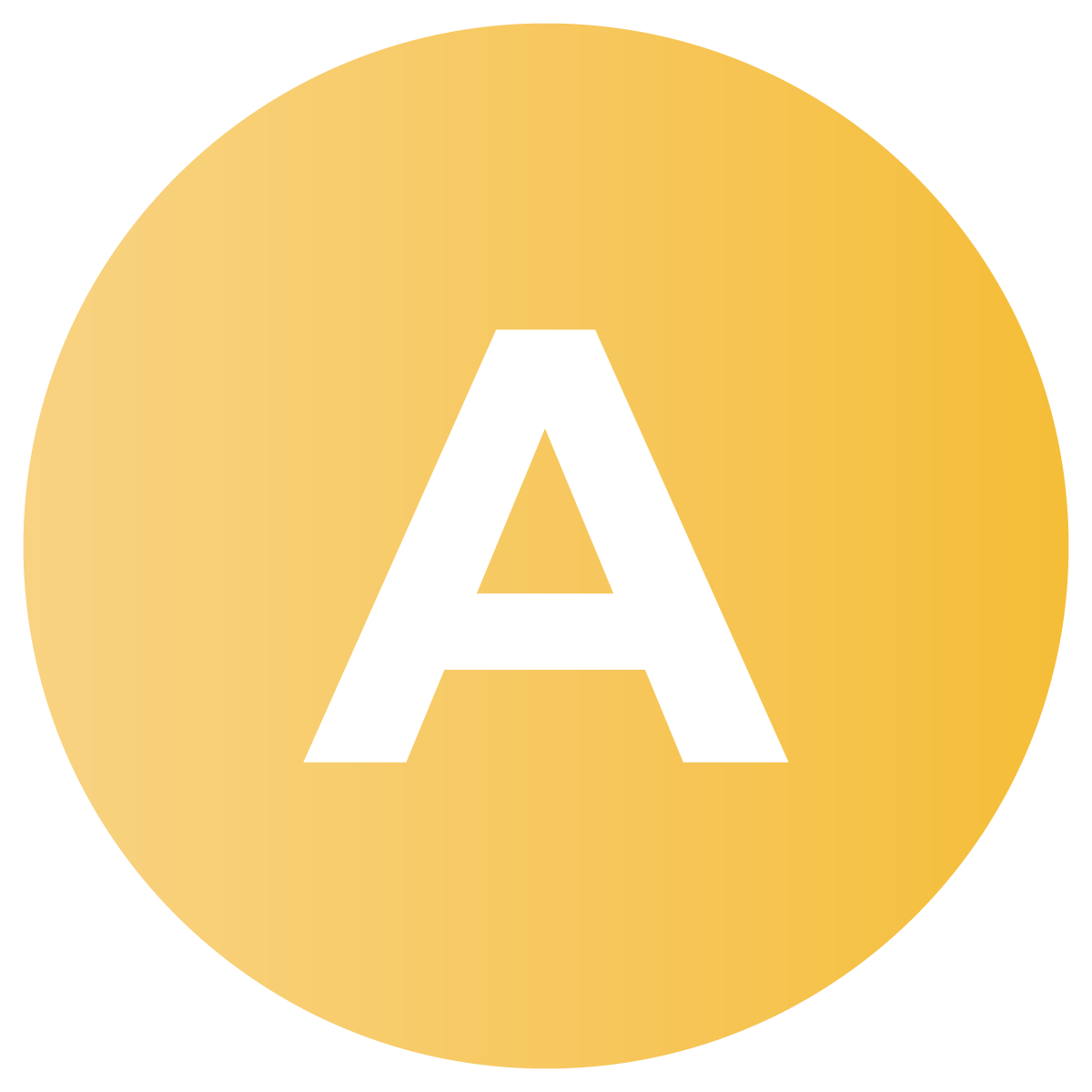 white letter A on yellow circle