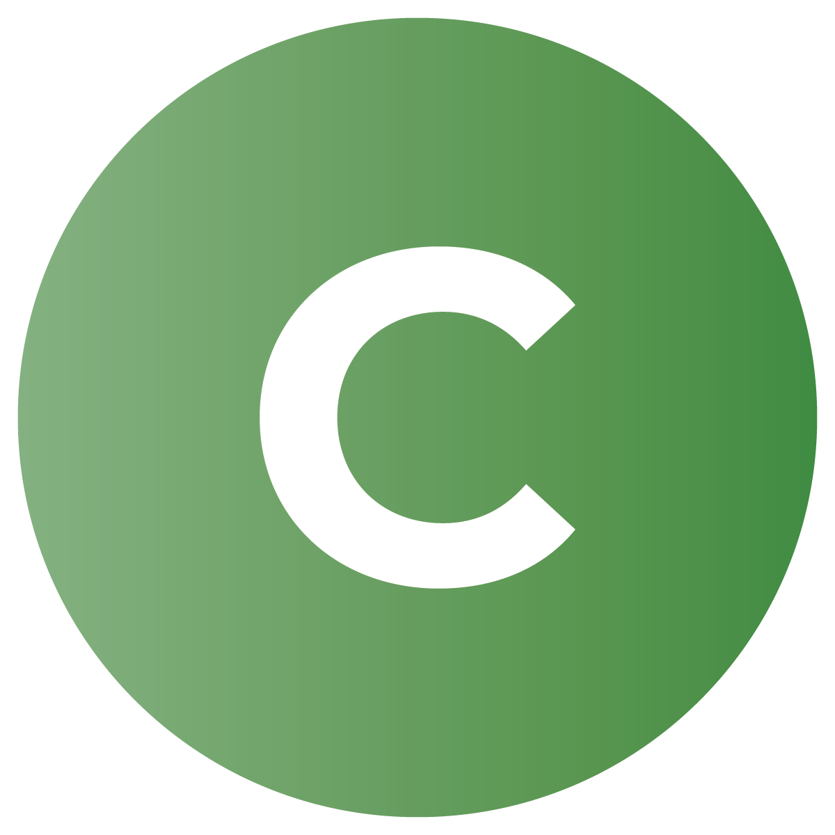 white letter c on green circle