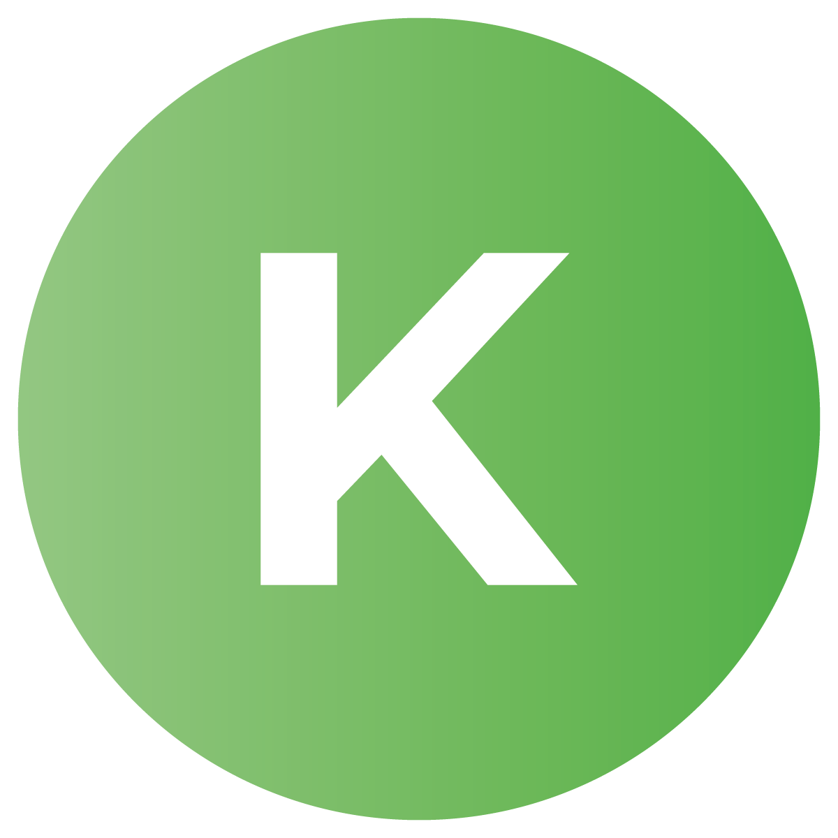 white letter K on green circle